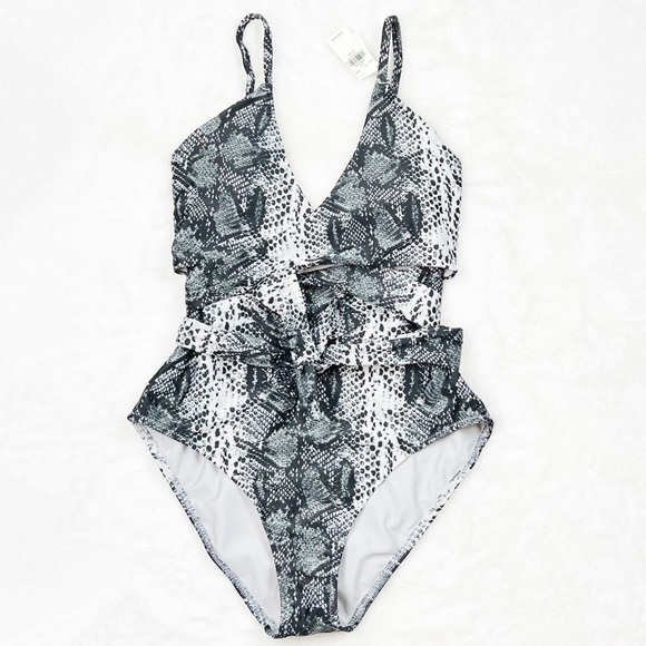 NWT Aerie Snakeskin Print Wrap Full Coverage One Piece Swimsuit - Picture 5 of 9